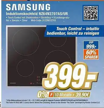 Expert Klein Samsung induktionskochfeld nz64n3707as-ur Angebot