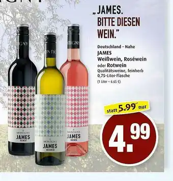 Markant James Weißwein, Roséwein Oder Rotwein Angebot