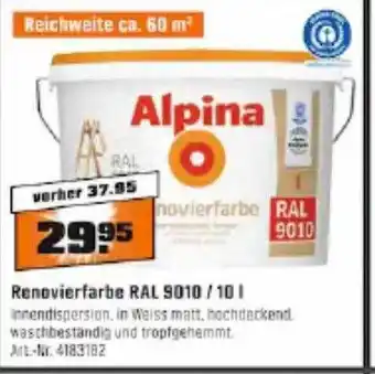 OBI Alpina renovierfarbe ral 9010 Angebot