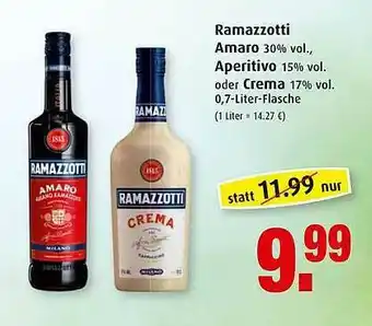 Markant Ramazzotti Amaro, Aperitivo Oder Crema Angebot