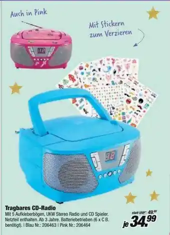 Rofu Kinderland Tragbares cd-radio Angebot