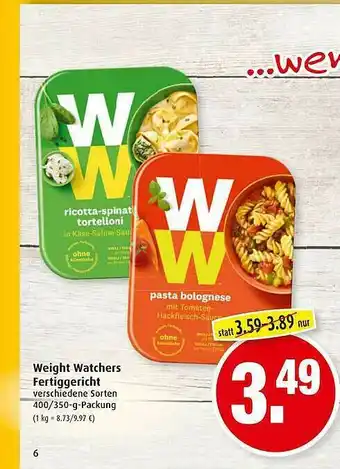 Markant Weight Watchers Fertiggericht Angebot