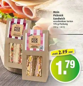 Markant Mein Picknick Sandwich Angebot