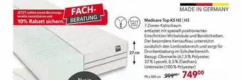 Matratzen Concord Medicare top ks h2-h3 7zonenkaltschaum Angebot