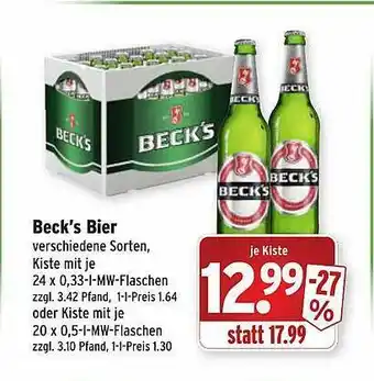 Wasgau Beck's Bier Angebot