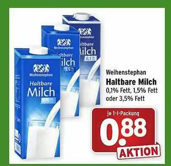 Wasgau Weihenstephan Haltbare Milch Angebot