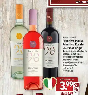 Wasgau Novantaceppi Primitivo Puglia, Primitivo Rosato Oder Pinot Grigio Angebot