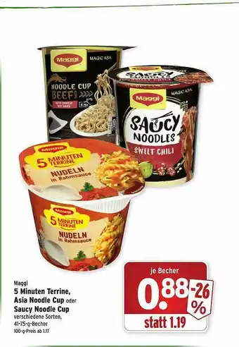 Wasgau Maggi 5 Minuten Terrine Asia Noodle Cup Oder Saucy Noodle Cup Angebot