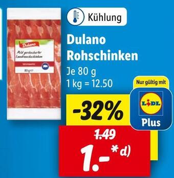 Lidl Dulano rohschinken Angebot
