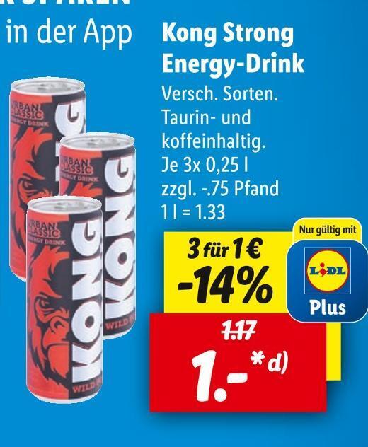 Kong strong energydrink Angebot bei Lidl
