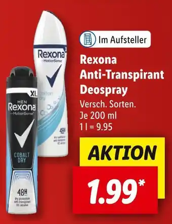 Lidl Rexona anti-transpirant deospray Angebot