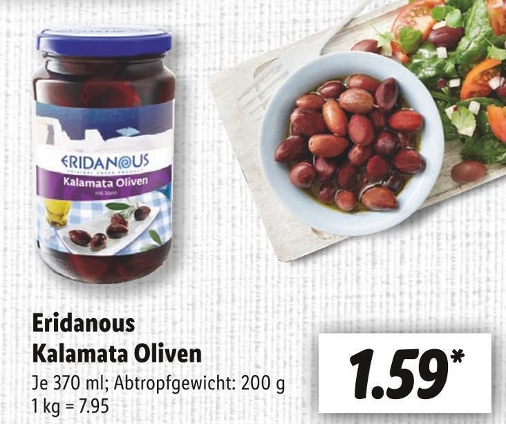 Eridanous kalamata oliven Angebot bei Lidl
