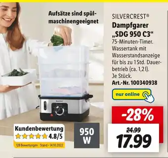 Lidl Silvercrest dampfgarer „sdg 950 c3“ Angebot