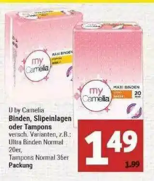 Marktkauf U By Camelia Binden, Slipeinlagen Oder Tampons Angebot