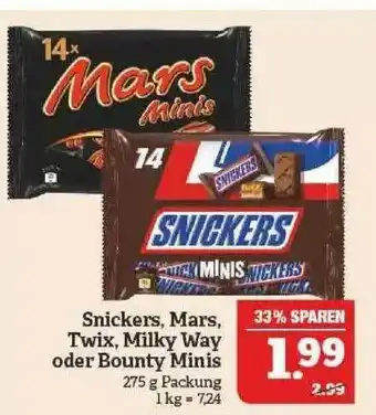 Marktkauf Snickers, Mars, Twix, Milky Way Oder Bounty Minis Angebot