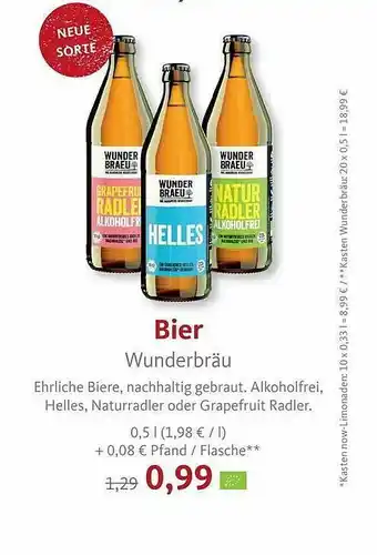 VollCorner Biomarkt Bier Wunderbräu Angebot