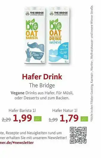 VollCorner Biomarkt Hafer Drink The Bridge Angebot