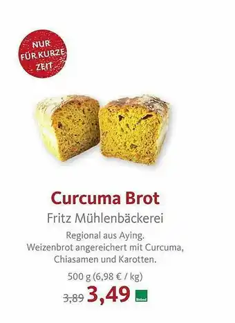 VollCorner Biomarkt Curcuma Brot Fritz Mühlenbäckerei Angebot