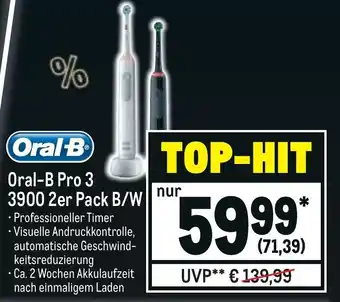 METRO Oral-B Pro 3 3900 2er Pack B/W Angebot