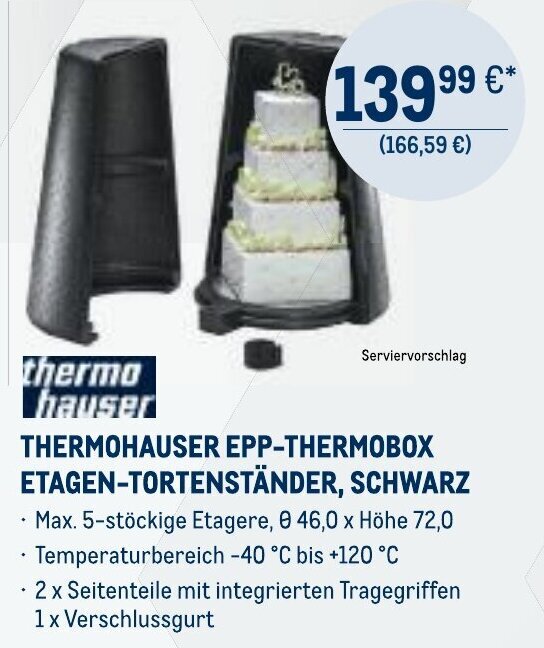 Thermohauser EPP-Thermobox Für Etagentorten – Bis 5 Etagen, Ø 46 Cm Innen, 72 Cm Hoch, Isolierend, Wasserabweisend, Für Hochzeits- & Party-Torten