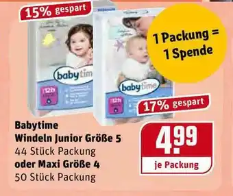 REWE Kaufpark Babytime Windeln Junior Größe 5 Oder 4 Angebot