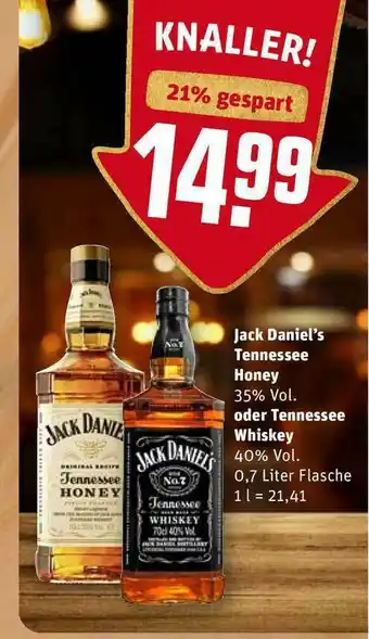 REWE Kaufpark Jack Daniel's Tennessee Honey Oder Whiskey Angebot