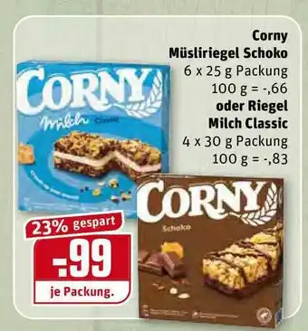 REWE Kaufpark Corny Müsliriegel Schoko Oder Riegel Milch Classic Angebot