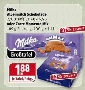 REWE Kaufpark Milka Alpenmilch Schokolade Oder Zarte Momente Mix Angebot