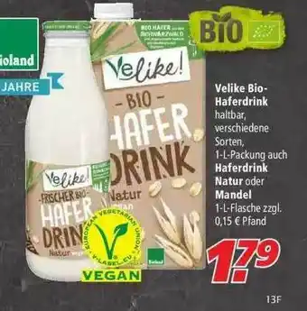 Marktkauf Velike Bio Haferdrink, Haferdrink Natur Oder Mandel Angebot