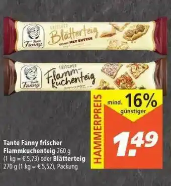 Marktkauf Tante Fanny Frischer Flammkuchenteig Oder Blätterteig Angebot