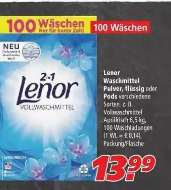 Marktkauf Lenor Waschmittel Oulver,flüssig Oder Pods Angebot