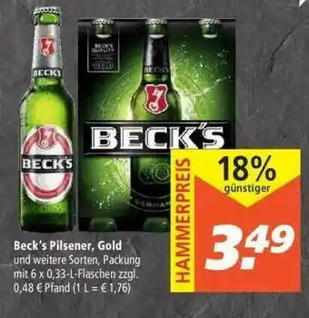 Marktkauf Beck's Pilsener, Gold Angebot