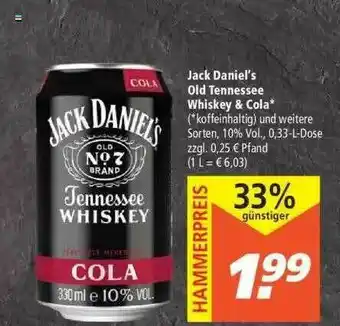 Marktkauf Jack Daniel's Old Tennessee Whiskey & Cola Angebot