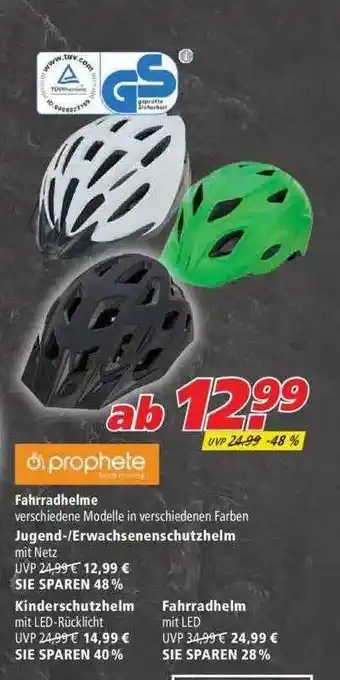 Marktkauf Prophete Fahrradhelme Oder Jugend- Erwachsenenschutzhelm Angebot