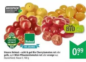 Marktkauf Unsere Heimat Bio Cherrytomaten Rot Oder Gelb Auch Mini-pflaumentomaten Rot Oder Orange Angebot