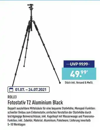 Aldi Nord Rollei Fotostativ T2 Aluminium Black Angebot