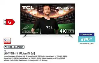 Aldi Nord Tcl Uhd-tv 70p615 70 Zoll Angebot