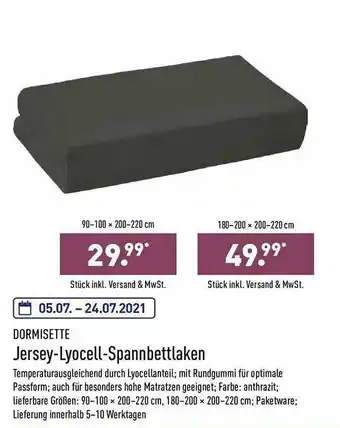 Aldi Nord Dormisette Jersey-lyocell-spannbettlaken Angebot