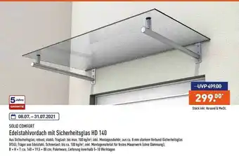 Aldi Nord Solid Comfort Edelstahlvordach Mit Sicherheitsglas Hd140 Angebot