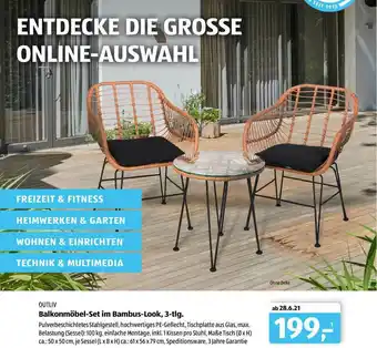 Aldi Süd Outliv Balkonmöbel-set Im Bambus-look, 3-tlg Angebot