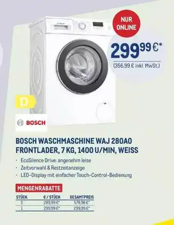 METRO Bosch waschmaschine waj 280a0 frontlader Angebot