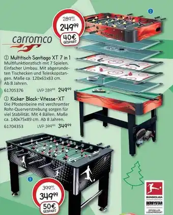 Vedes Multitisch santiago xt 7 in 1 kicker black-vitessse-xt carromco Angebot