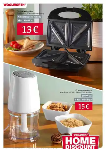 Woolworth Sandwichmaker oder multizerkleinerer Angebot