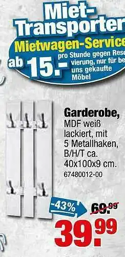 SB Lagerkauf Garderobe Angebot