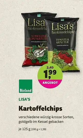 Biomarkt Bioland Lisa's Kartoffelchips Angebot