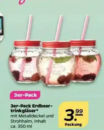 NETTO 3er Pack Erdbeertrinkgläser Angebot