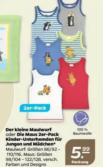 NETTO Der Kleine Maulwurf Oder Die Maus 2er-pack Kinder-unterhemden Für Jungen Und Mädchen Angebot