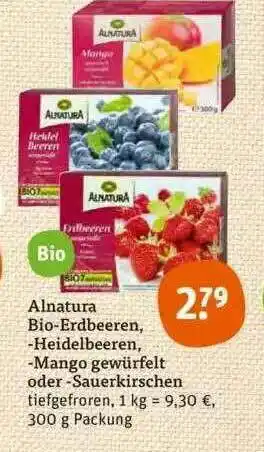 tegut Alnatura Bio-erdbeeren, -heidelbeeren, -mango Gewürfelt Oder -sauerkirschen Angebot