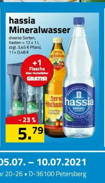 Logo Getränkemarkt Hassia Mineralwasser Angebot