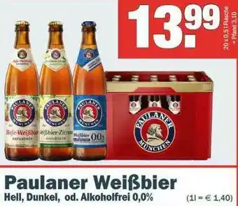 Sobi Getränkemarkt Paulaner Weißbier Hell Dunkel Od. Alkoholfrei 0.0% Angebot